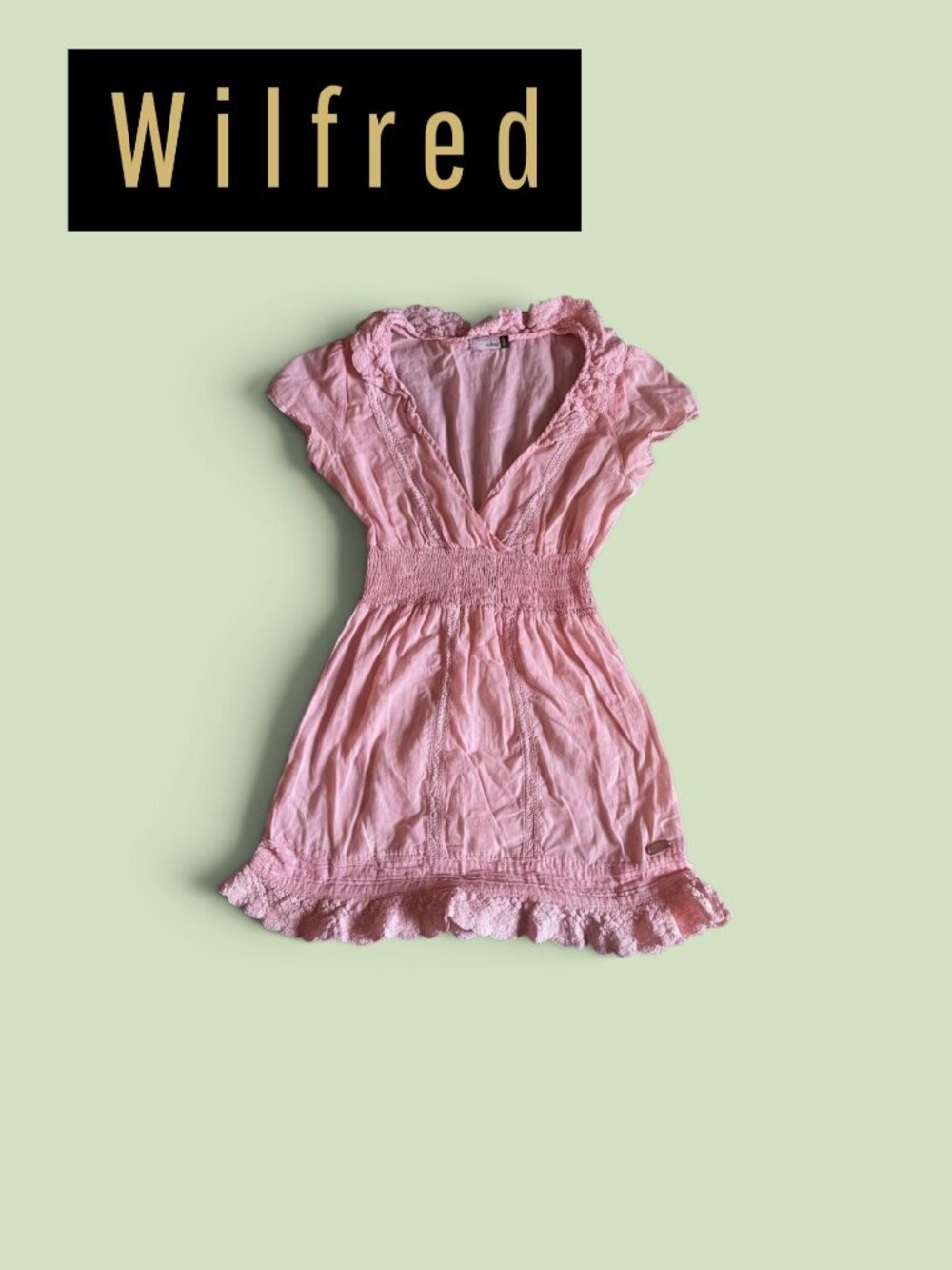 Wilfred by Aritzia Pink Lace Cotton Babydoll Tunic Top Size XS